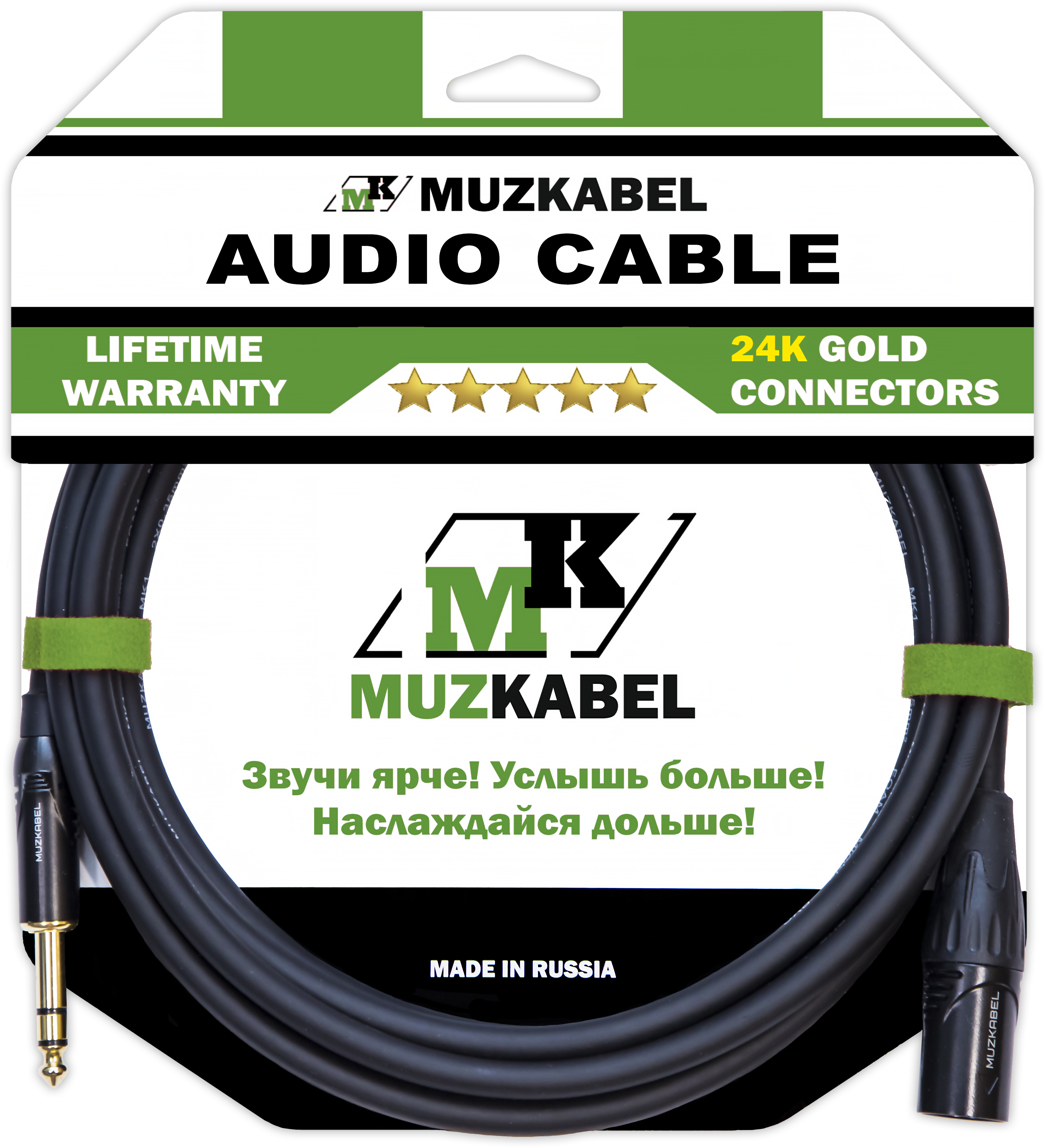 Аудио кабель MUZKABEL SJXMK2 - 1 метр, XLR (папа) - JACK (стерео)