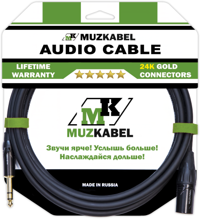 Аудио кабель MUZKABEL BXRMK3 - 1,5 метра, XLR (папа) - JACK (стерео)