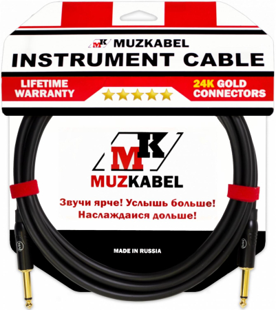 Гитарный кабель MUZKABEL JJFMK1B - 1 метр, JACK (моно) - JACK (моно)