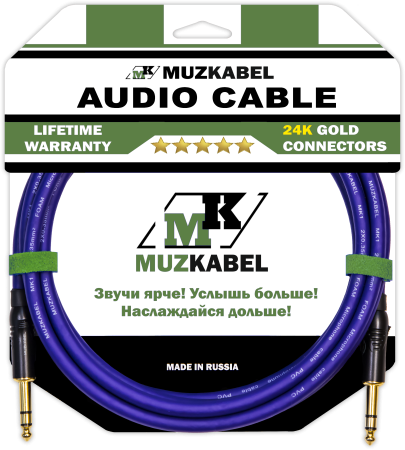 Аудио кабель MUZKABEL BZFMK1V - 1,5 метра, JACK (стерео) - JACK (стерео)