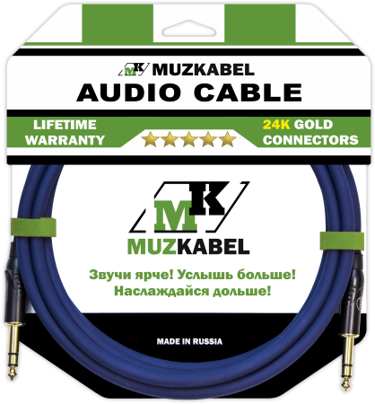 Аудио кабель MUZKABEL BZFMK1S - 1,5 метра, JACK (стерео) - JACK (стерео)